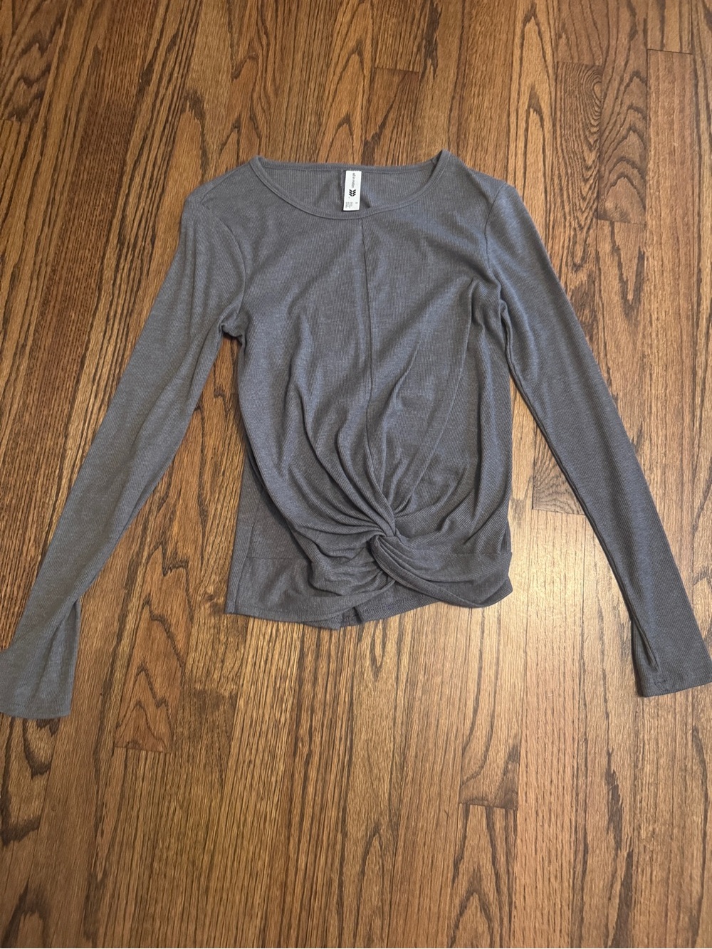 all in motion Gray Long Sleeve Knot-Front Top